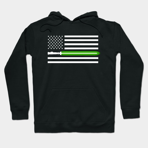 Light saber Green-line American Flag Hoodie by turborx